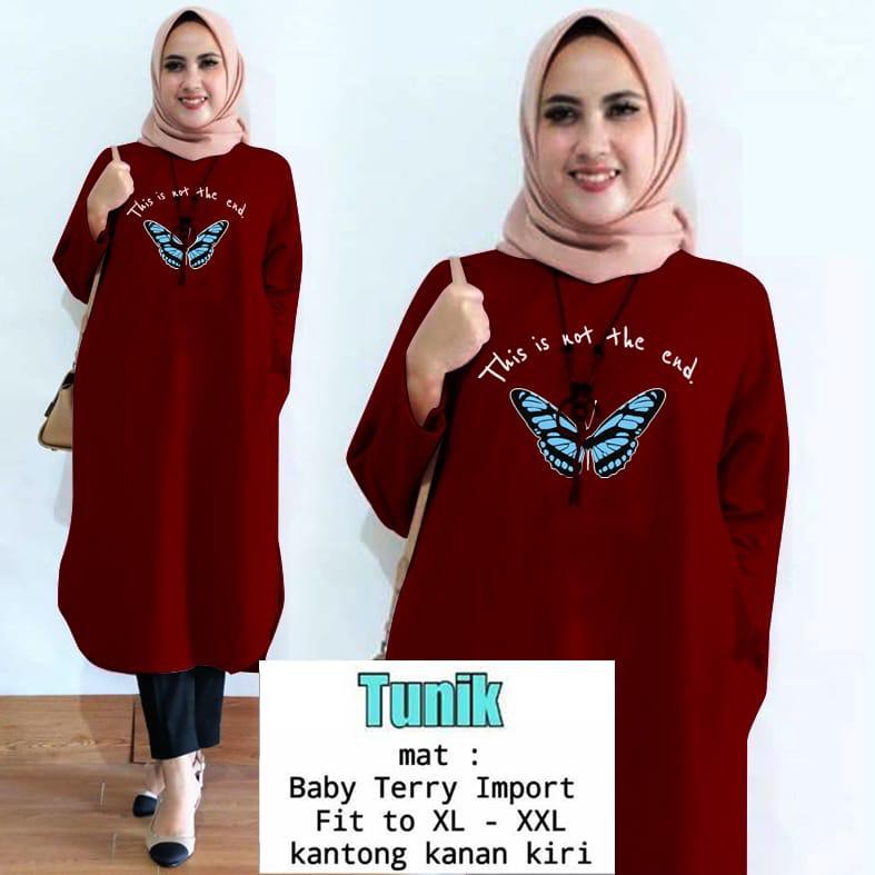 TUNIK BUTTER FLY / TUNIK MAMACHI / TUNIK POLOS/ TUNIK CEWEK / TUNIK PANJANG / TUNIK MUSLIM