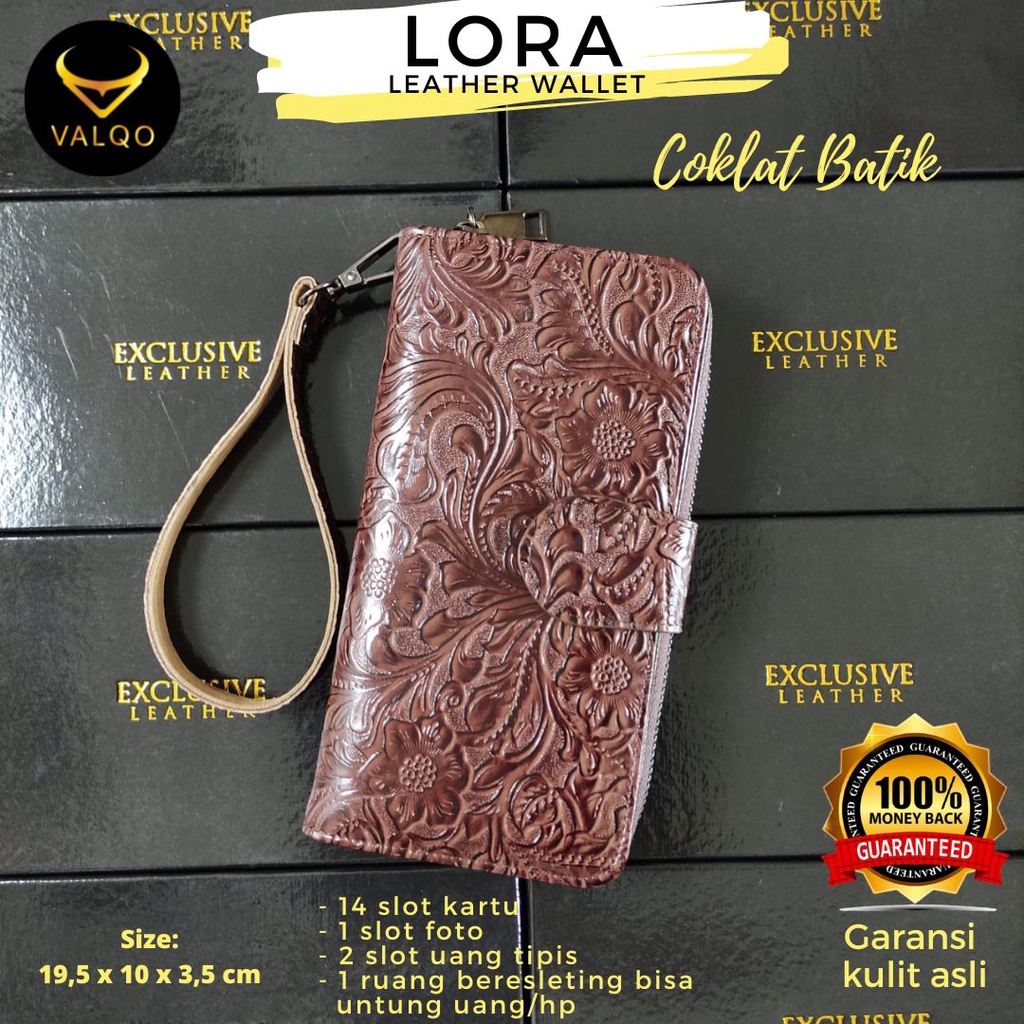 [VALQO] LORA Dompet Wanita Kulit Sapi Bisa untuk Dompet HP 6,7 inch