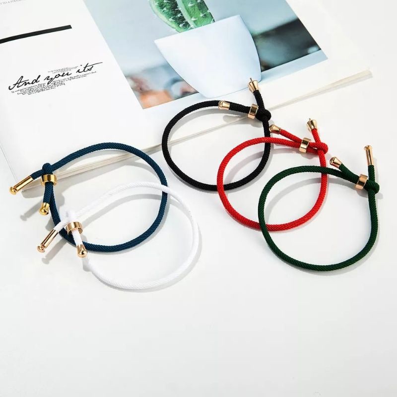 Gelang Tali Serut Warna | Gelang Tali Hongkong dengan stoper tutup emas