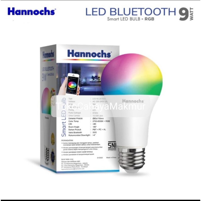 Hannochs Bola Lampu LED Smart Bluetooth 9w 9watt - Lampu Bluetooth RGB