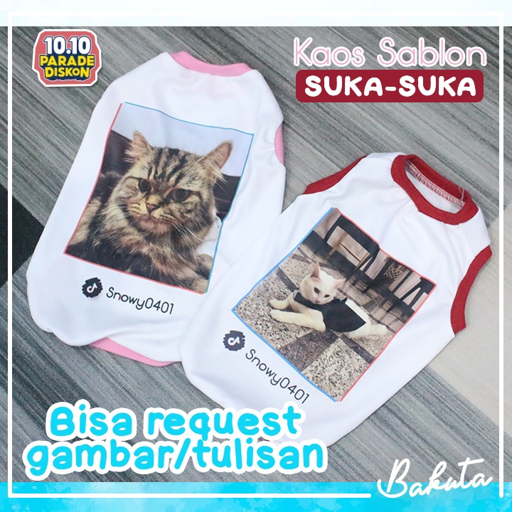 Kaos Sablon Foto (Kucing/Anjing) Baju Kucing Murah kostum foto atau nama (Harga Murah Parah)