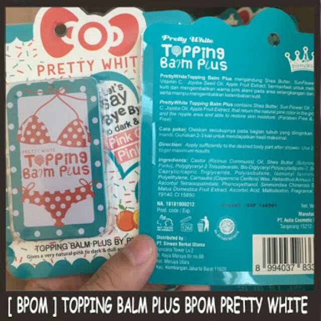 TOPPING BALM PLUS BY PRETTY WHITE ORIGINAL PEMUTIH LIPATAN TUBUH