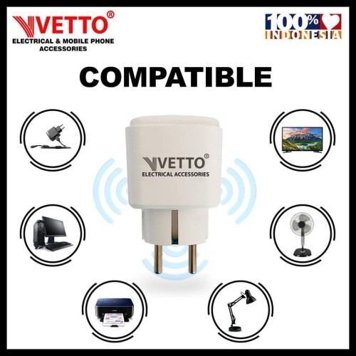 VETTO Smart Plug Wifi Wireless Smart Home Bardi Plus Stop Kontak Smart 16A