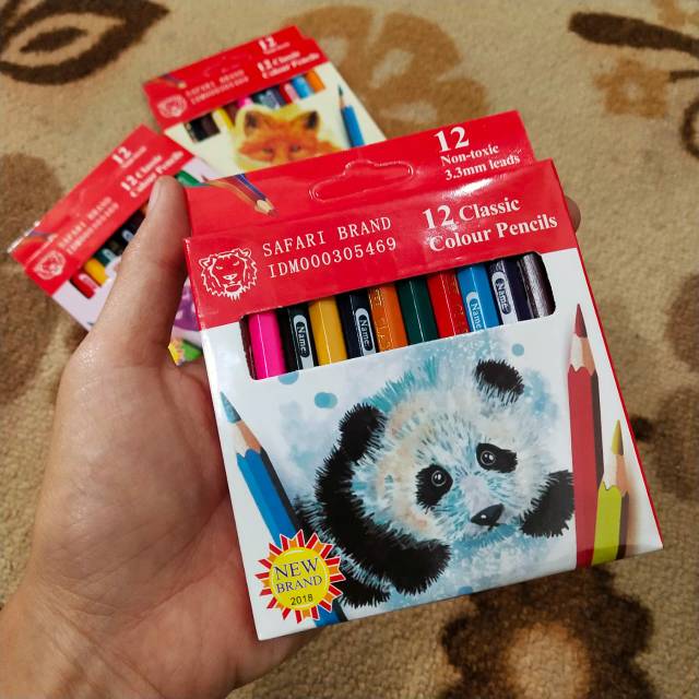 Pensil kayu warna safari pendek murah isi 12