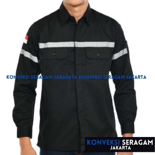 JUMBO - Baju Wearpack Kemeja Safety K3 Proyek Tambang Lengan Panjang  3XL &amp; 4XL - Pakaian Seragam Werpak Kerja Atasan Scotlite Lapangan Pria Wanita XXXL &amp; XXXXL