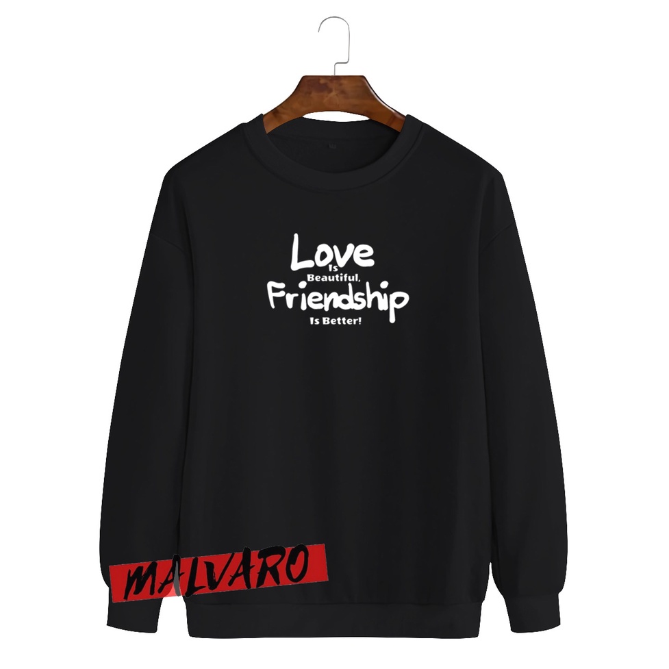 MALVARO-Sweater Crewneck / Crewneck Pria Wanita / Sweater Motif Love Friends