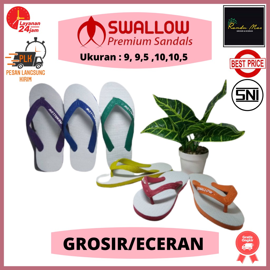 Sandal Jepit Swallow Sendal Karet Pria Wanita Semua Ukuran Warna Murah dan Berkualitas