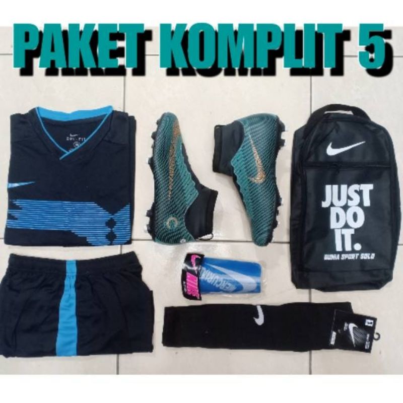 SEPATU BOLA NIKE CR7 PAKET HEMAT 5 DAN BAJU-Komplit b.ijo tsca