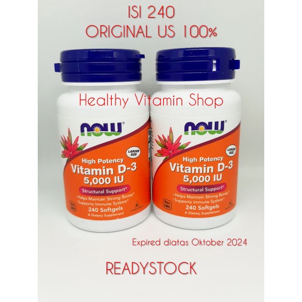 READYSTOCK Now Foods Vitamin D3 5000 IU 5000IU Vit D3 D-3 240 Softgel ORIGINAL 100%