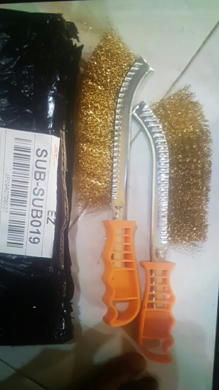 Sikat Las Baja Kuningan Sikat Kawat Golok Bengkok Gagang Plastik