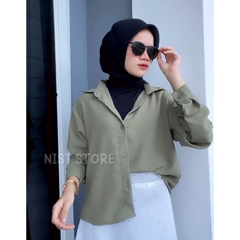 READY KEMEJA CRINKLE CROP & OVERSIZE | CRINKLE SHIRT CROP | KEMEJA CROP OVERSIZE