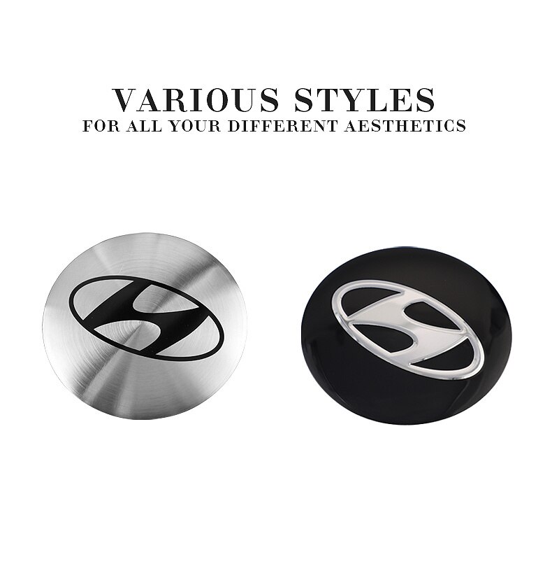 4pcs Stiker Cover Hub Tengah Velg Mobil Bahan Aluminum Ukuran 56mm Untuk Solaris Hyundai Tucson Accent Matrix Starex Sonta