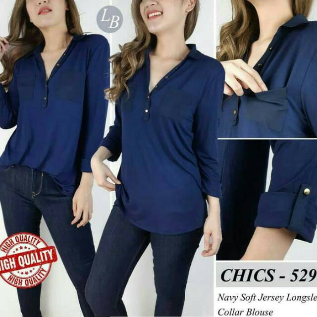 BloUse atasan navy soft jersey chicos