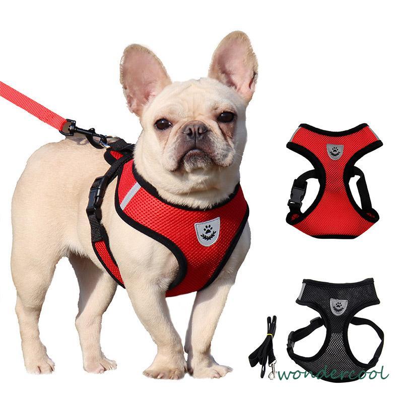 Pet Chest Back Leash Mesh Strip Reflektif Crossing Road Perlengkapan Hewan Peliharaan tahan aus-Won