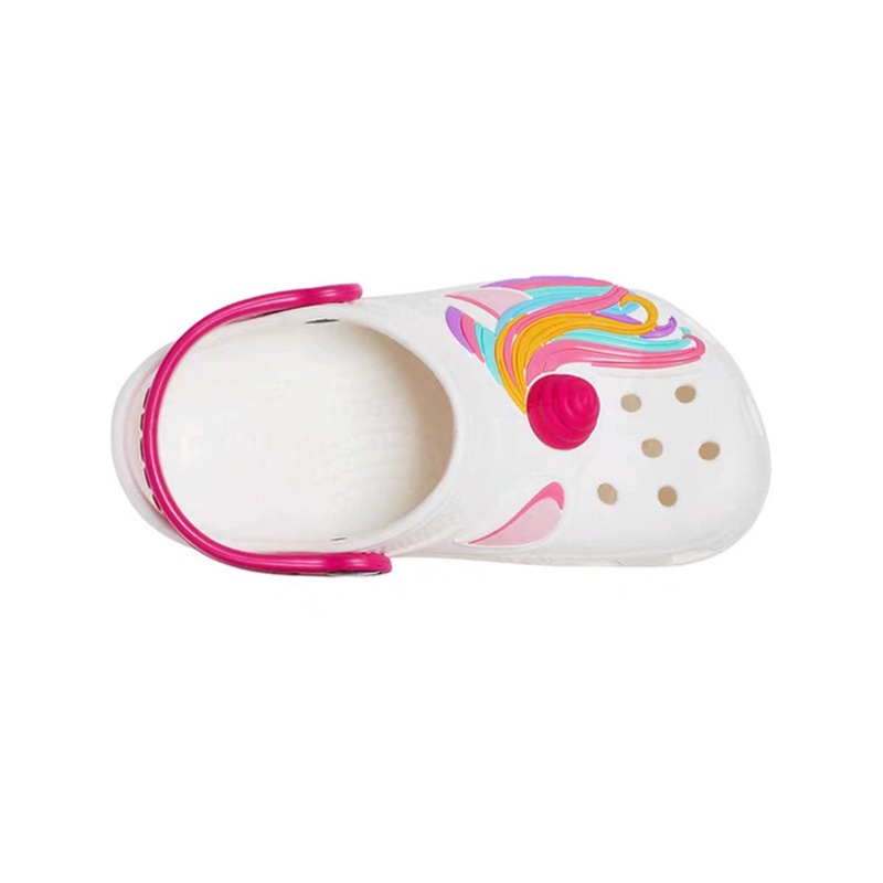 Crocs Funlab Unicorn / Sandal Anak Karakter / Sandal Lucu / Karakter Unicorn / Sandal Anak Perempuan - White Pink