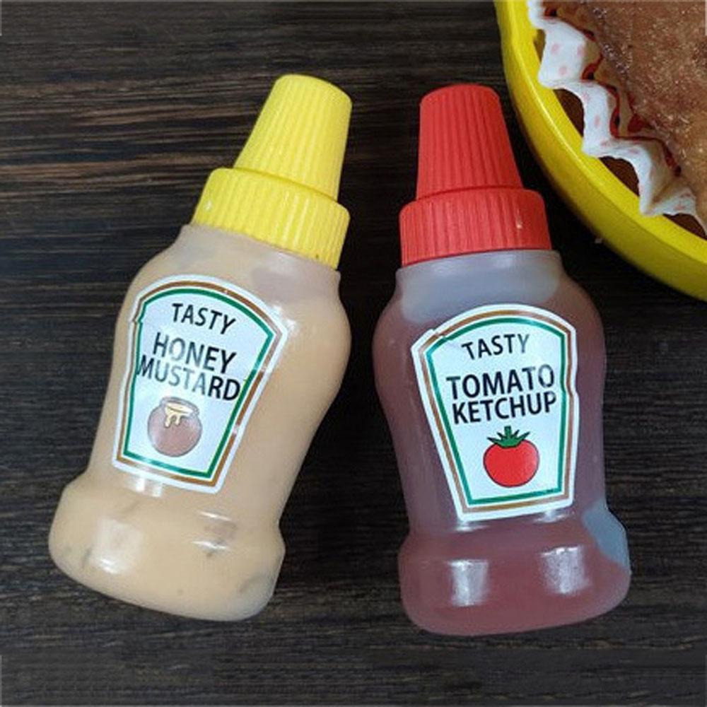 2 Pcs / set Botol Saus Tomat Kotak Makan Siang Portabel Model Remas Ukuran 25ML Anti Bocor