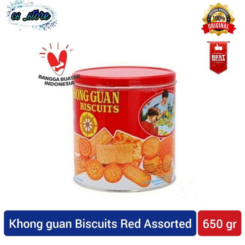 

Khong Guan Assorted Red Biskuit kaleng bulat 650g 650 gram