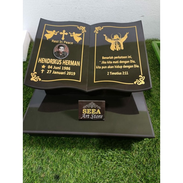 BATU NISAN MAKAM JAHUL MAESAN BUKU + HALAMAN + PACKING KAYU