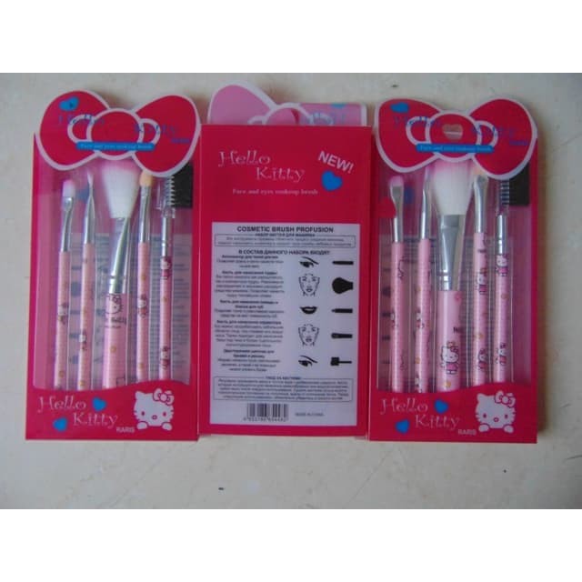 Kuas Make Up Hello Kitty Kemasan 5 Pcs Packing Mika