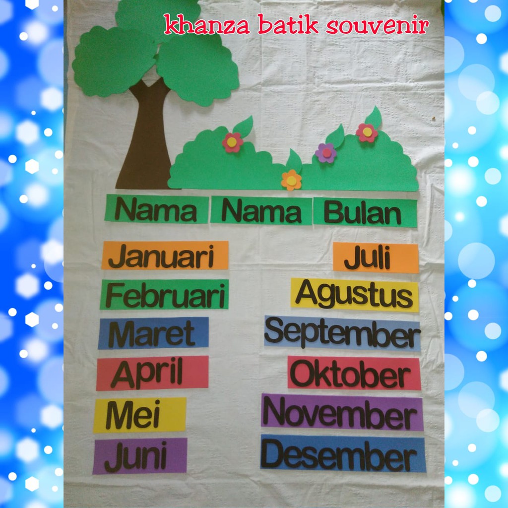 Jual Hiasan Dinding Ruang Kelas Mainan Edukasi Anak Nama Nama Bulan