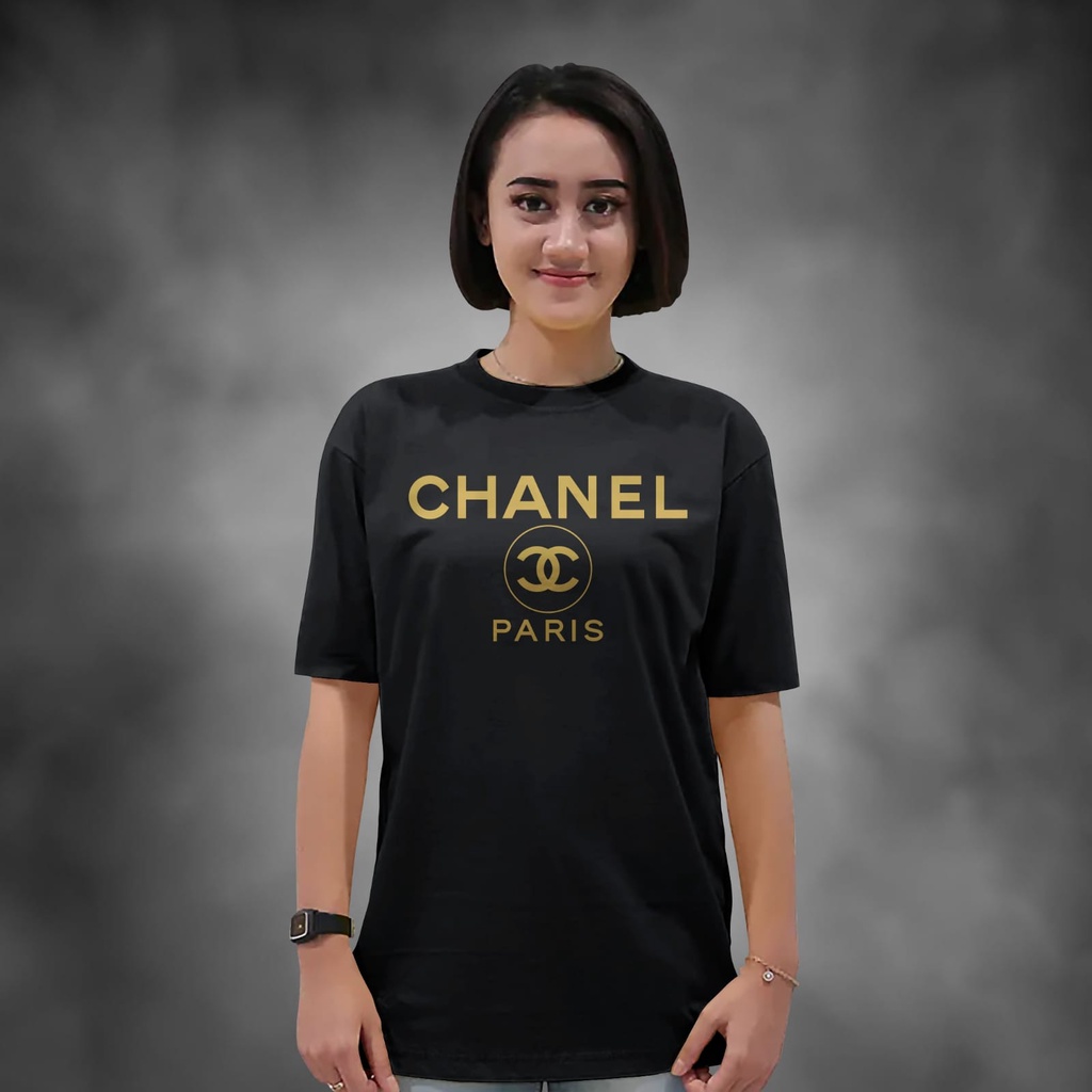 Kaos Wanita Lengan Pendek Chnl Warna Putih Atasan