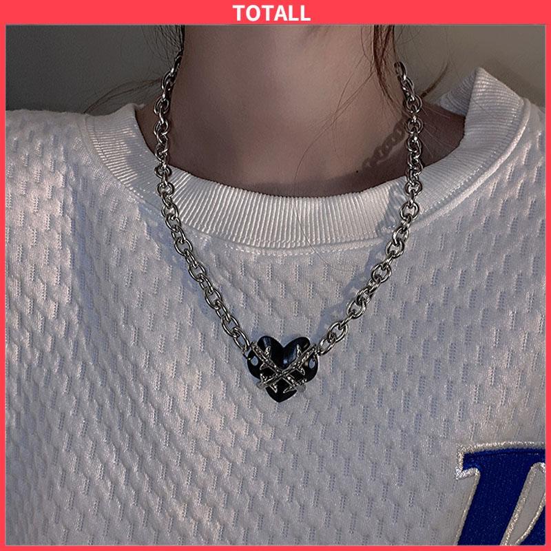 COD Hip Hop Duri Cinta Kalung Fashion Wanita Manis Keren Tinggi Dingin Temperamen Leher Klavikula Rantai-Totall