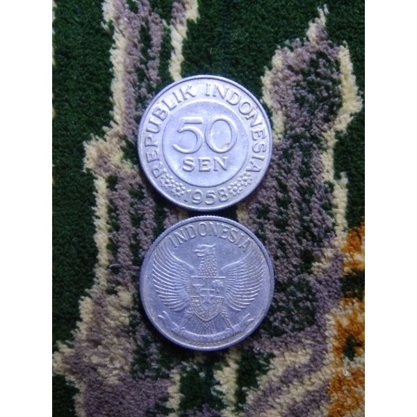 Uang Koin Kuno 50 Sen Garuda Tahun 1958 1959 dan 1961