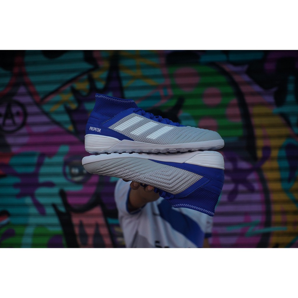 Sepatu Futsal Adidas Predator Tango 19.3 IN Grey/White/Bold Blue  Original