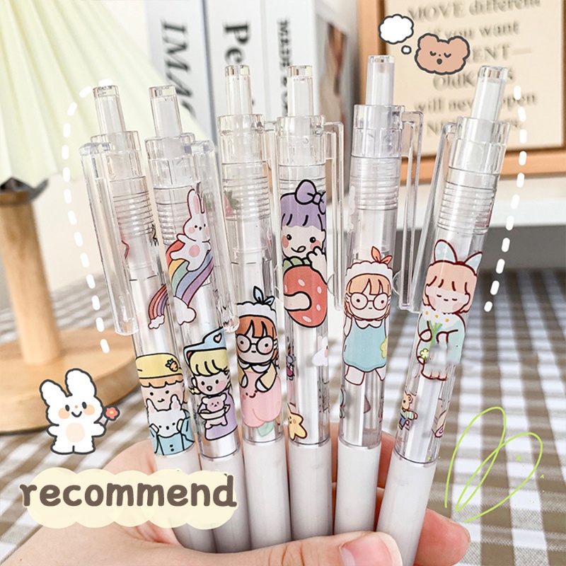 Pulpen Gel Tinta Hitam 0.5MM Motif Kartun Kawaii Untuk Sekolah / Kantor