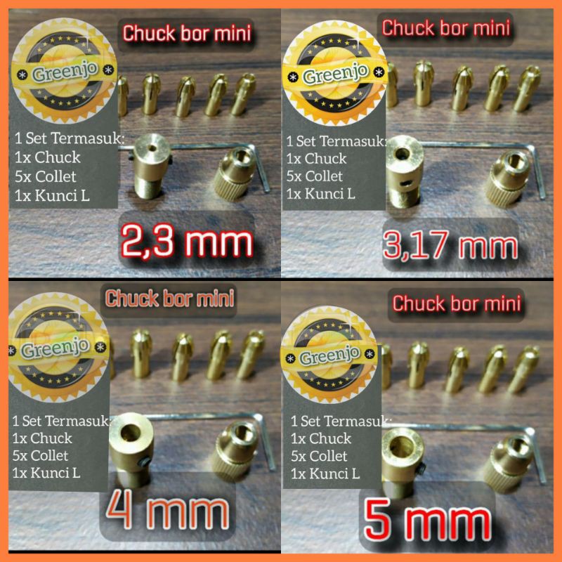 Kepala Bor Mini 2,35mm 3,17mm 4mm 5mm Drill collet Chuck - Adapter Micro Drill collet 1 Set