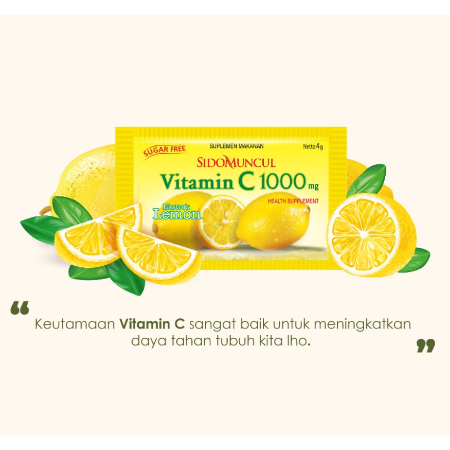 VITAMIN C 1000 MG SIDOMUNCUL BOX ISI 6 SACHET SUGAR FREE