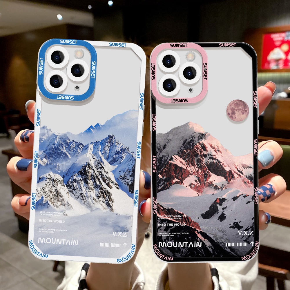 OPPO Case Transparan Motif Lukisan Gunung Salju Untuk Realme C21Y C25Y C35 C31 C20 C20A C25 C25S C12 Narzo 50A 50i C21 C15 C11 9i 8i 5Z 6g 5Z 6i 5F 6z