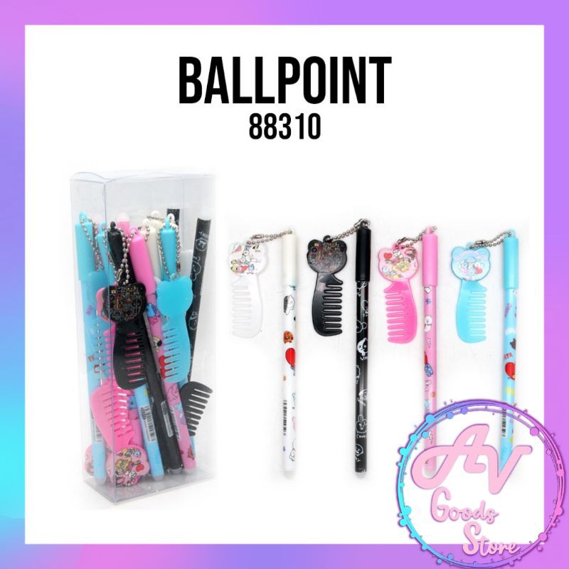 ballpoint / 12pcs pulpen gel BTS / PULPEN GANTUNGAN SISIR BT21 88310 (1lusin)
