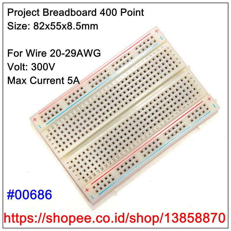 Project Board 400 titik Breadboard Prototyping Testing elektronik