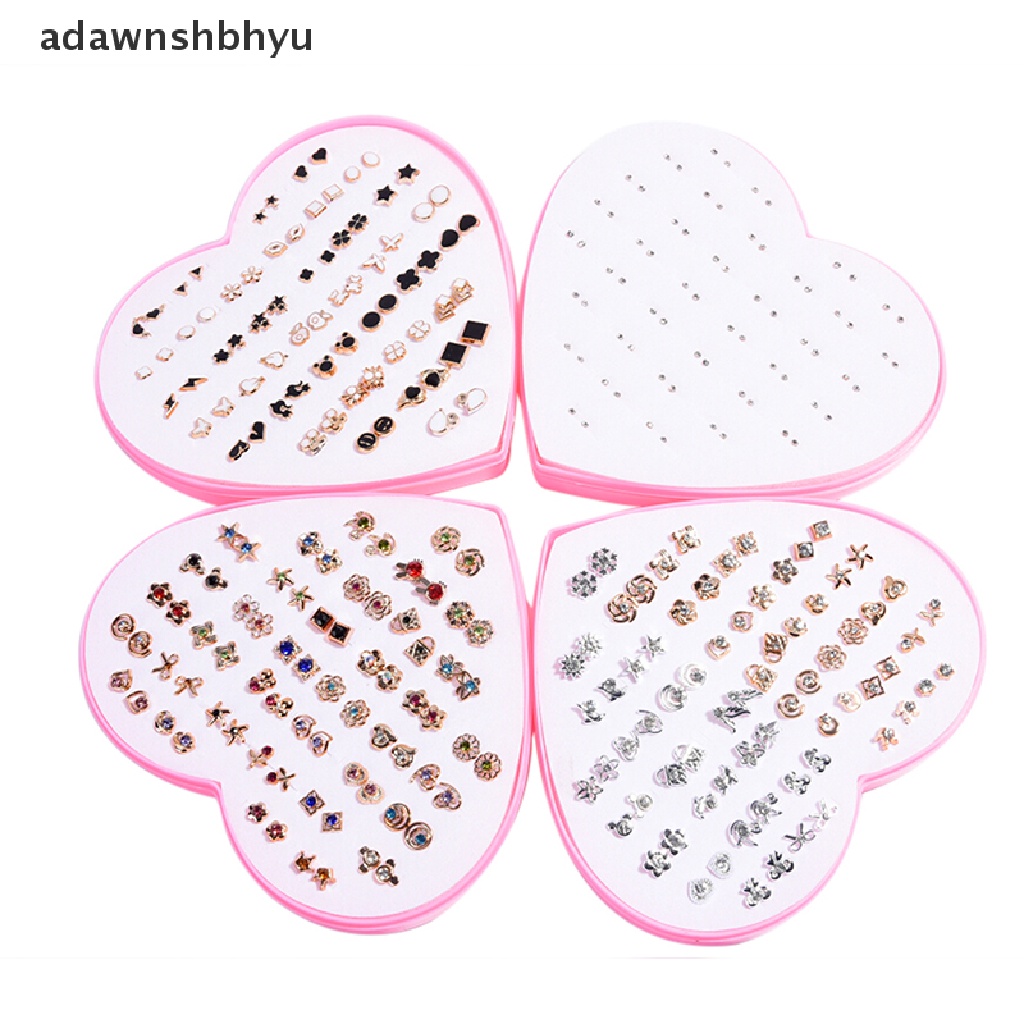 Adawnshbhyu 36pasang Fashion Wanita Gadis Kristal Diamante Bunga Stud Anting Set Perhiasan