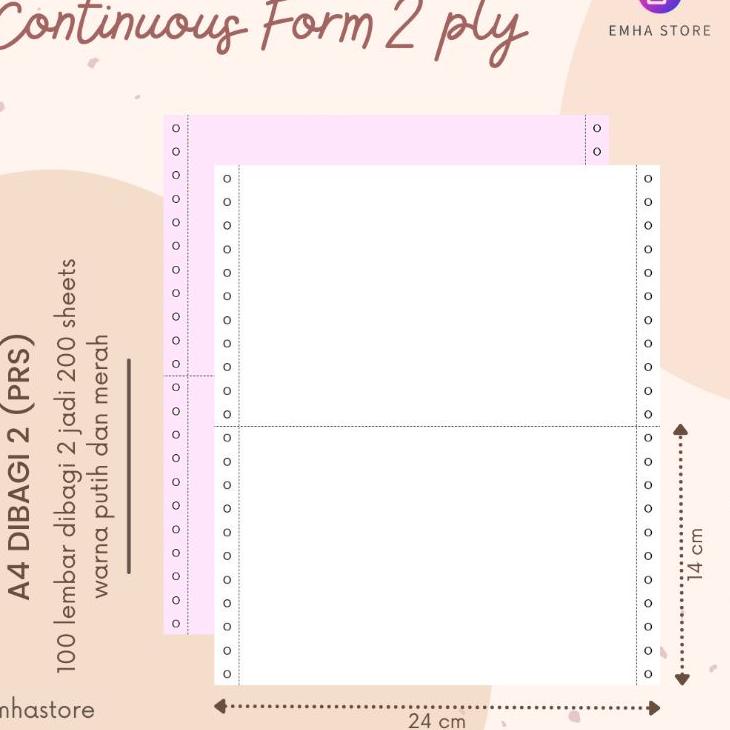 

[PRODUK NH8JF] Kertas Continuous Form Struk PPOB PLN A4 Dibagi 2 2 Ply 100 Lembar QQN