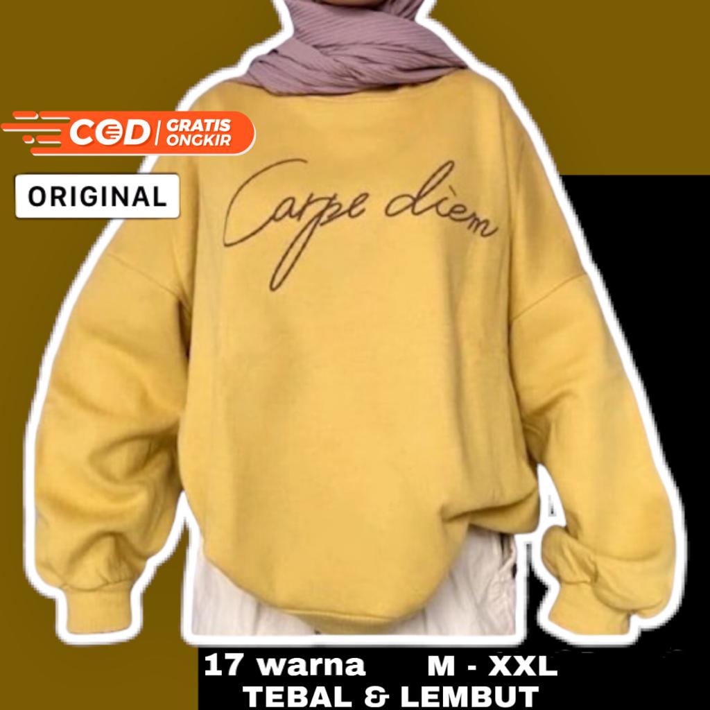 SWEATER BASIC SIZE M-XXL (PRIA&WANITA) SABLON CARPE DIEM kaos sweatshirt hoodie pakaian switer swete