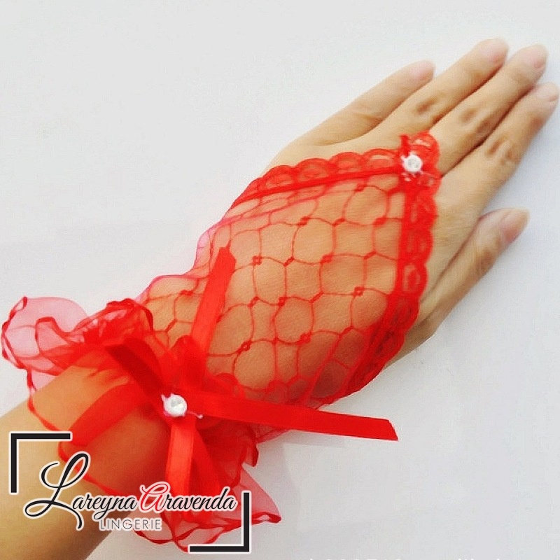 Sarung Tangan Pendek Sexy Model Lace Pita Jaring Halus AL015