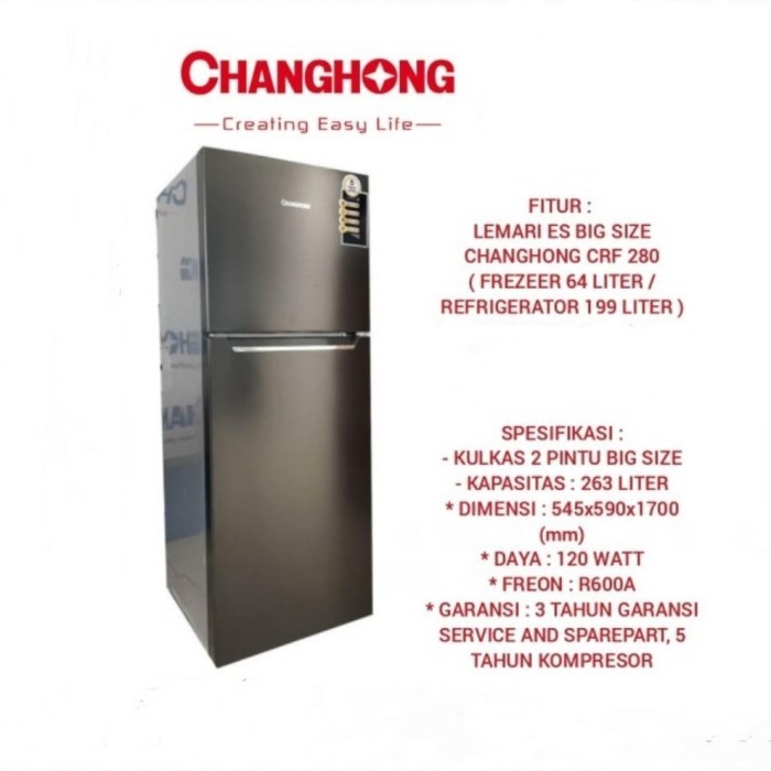 Kulkas 2 Pintu Changhong Crf 280 Shopee Indonesia