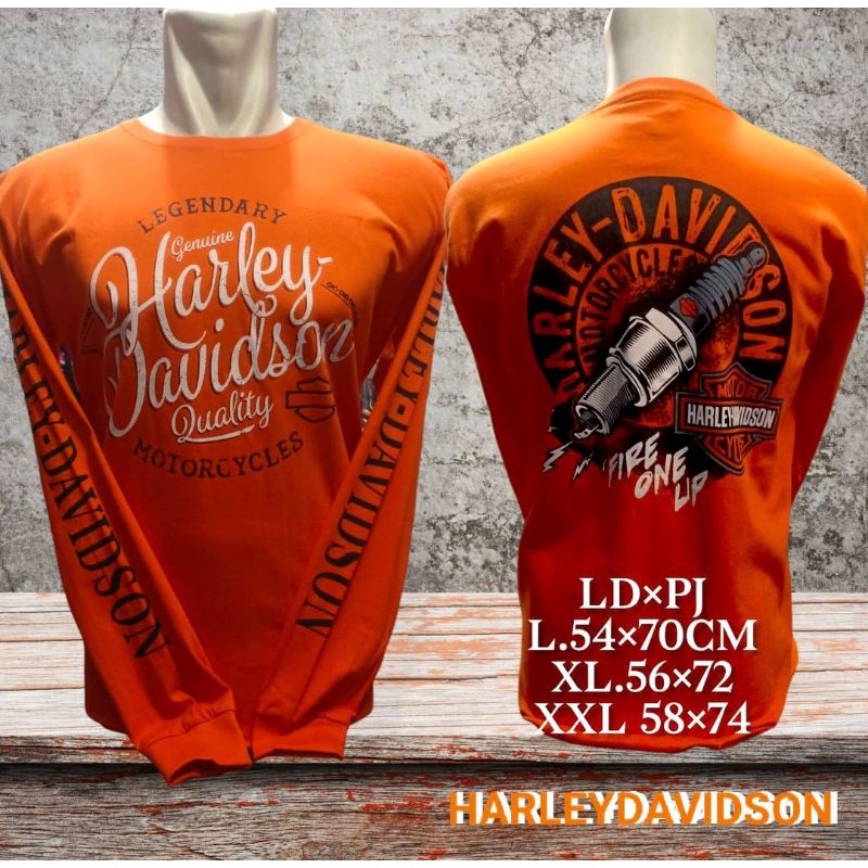 kaos harley davidson panjang orange