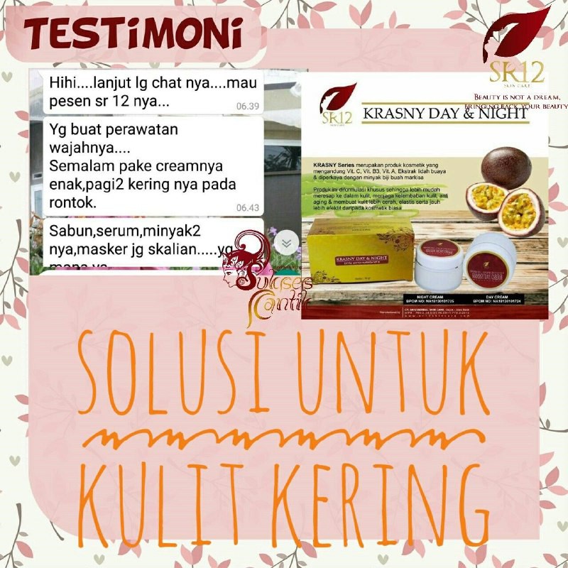 SR12 HERBAL SKINCARE KRASNY DAY &amp; NIGHT CREAM / KRIM JERAWAT &amp; FLEK HITAM BPOM MENCEGAH PENUAAN DINI