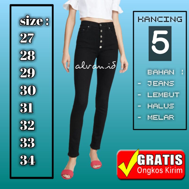 Celana Panjang Highwaist jeans . Celana Panjang HighWaist jeans Kancing 5