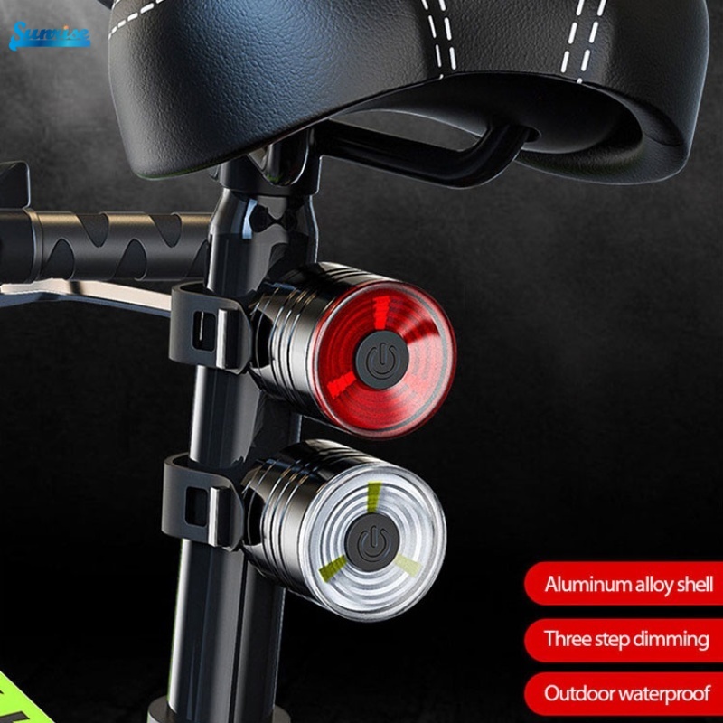 Waterproof Bicycle Front Light LED Taillight Aluminum Alloy ABS Safety Cycling Rear Light