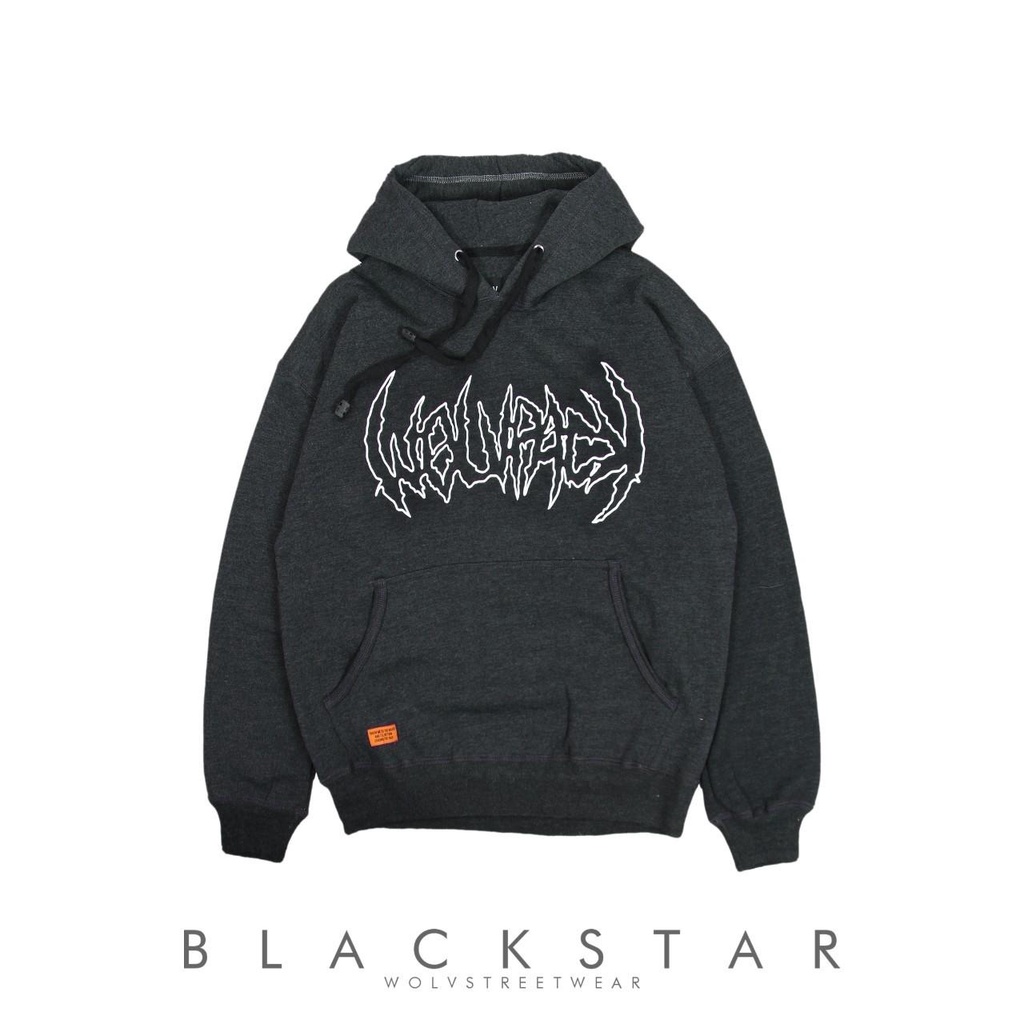 Jaket Hoodie WOLVPACK Wash Distro Motif Black star | Jaket Hoodie Sandwash | Jaket Sweater Hoodie Pria Sandwash