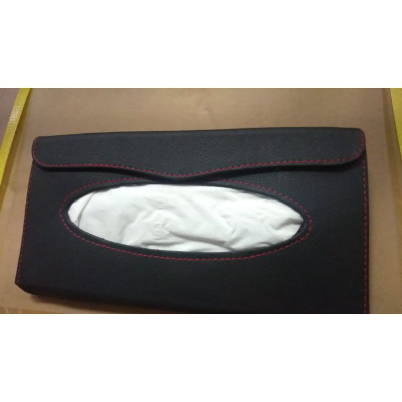 TEMPAT TISU tissu MODEL  jepit  ATAS sunvisor PENAHAN MATAHARI mobil MOTIF benang HITAM CREAM ABU