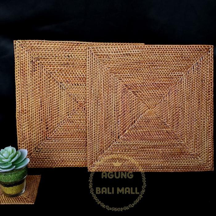 Placemat Rotan Ate | Placemat Ate Persegi | Alas Piring Anyaman Ate