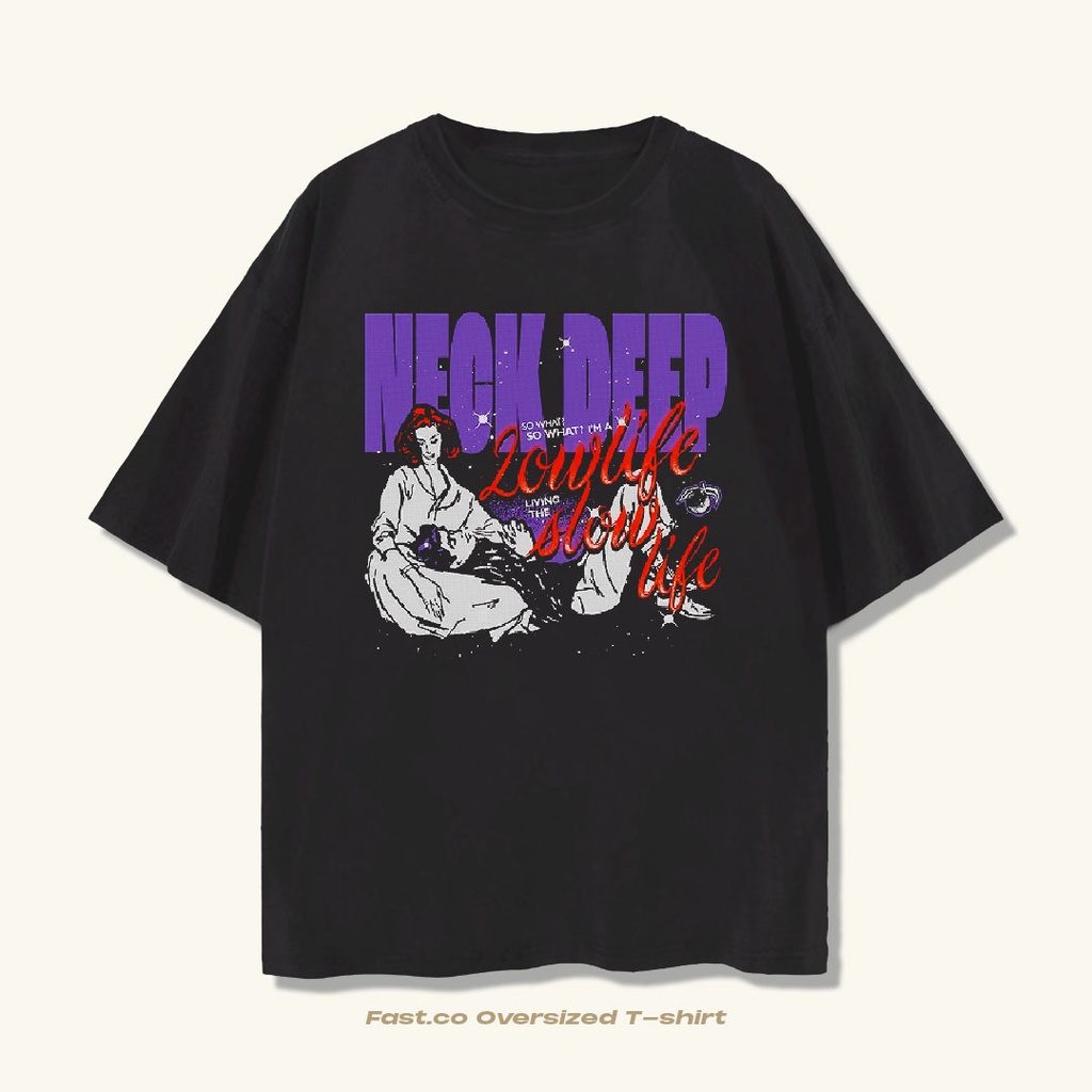 Ready Stock - Tshirt Neckdeep Oversize Black Darkgrey