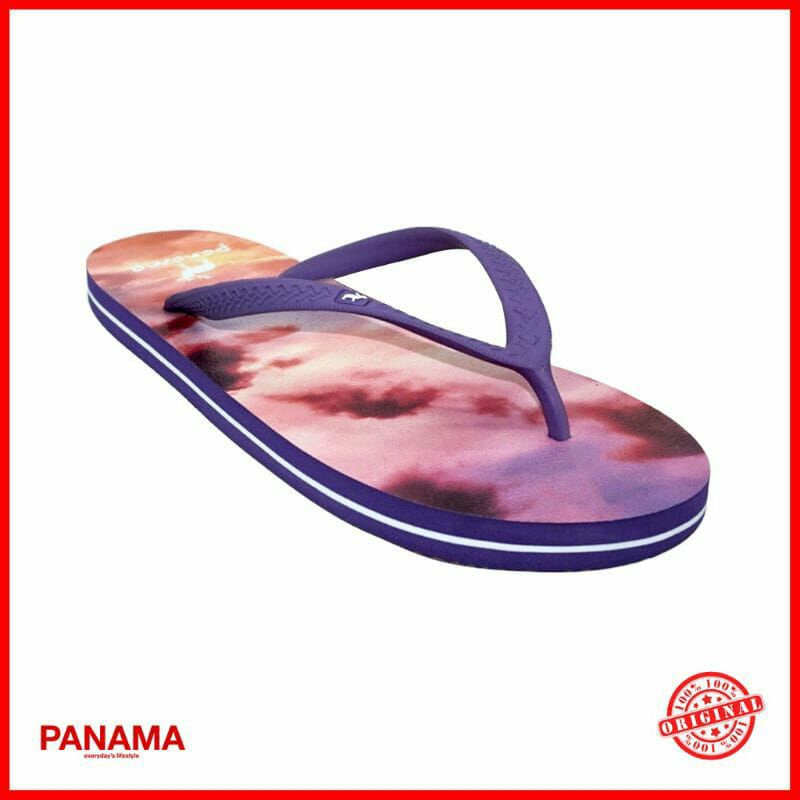 Panama Ocean Women OW02 Sky Painting Purple Sandal Jepit Wanita Sandal Karet