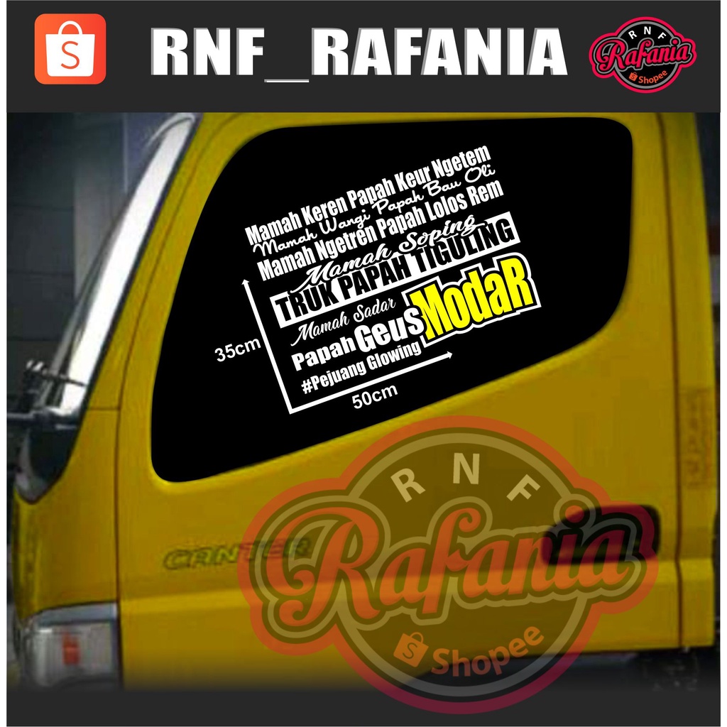 STICKER SKOTLET KACA PINTU/BODY MOBIL TRUCK/PICK UP/L300 Mamah Shopping Truck papah Tiguling