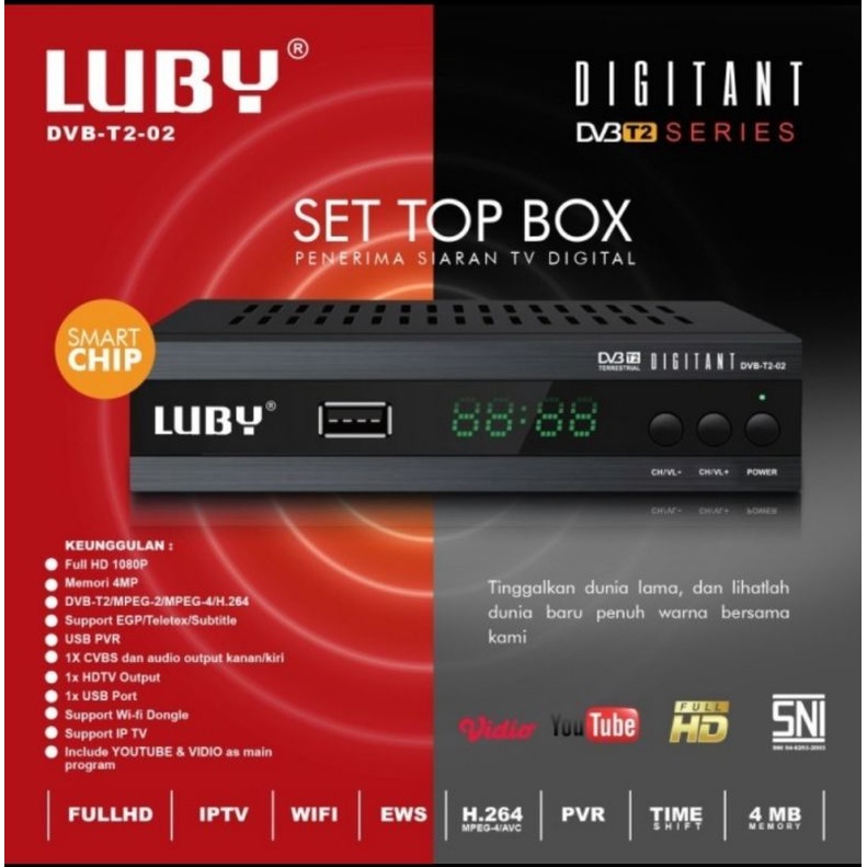 SET TOP BOX TV DIGITAL RECEIVER LUBY T2-02 STB LUBY 02